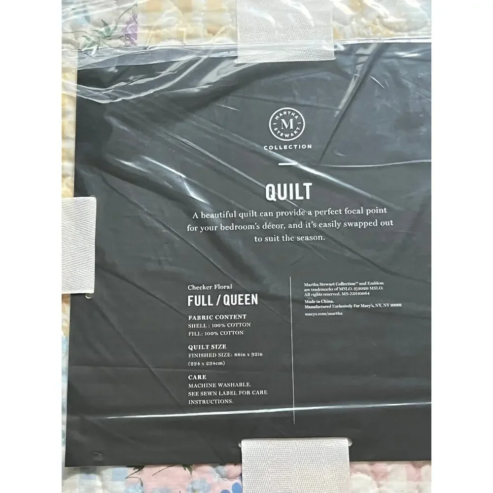NEW❤️Martha Stewart Patchwork Floral Cotton Fill/Queen Quilt